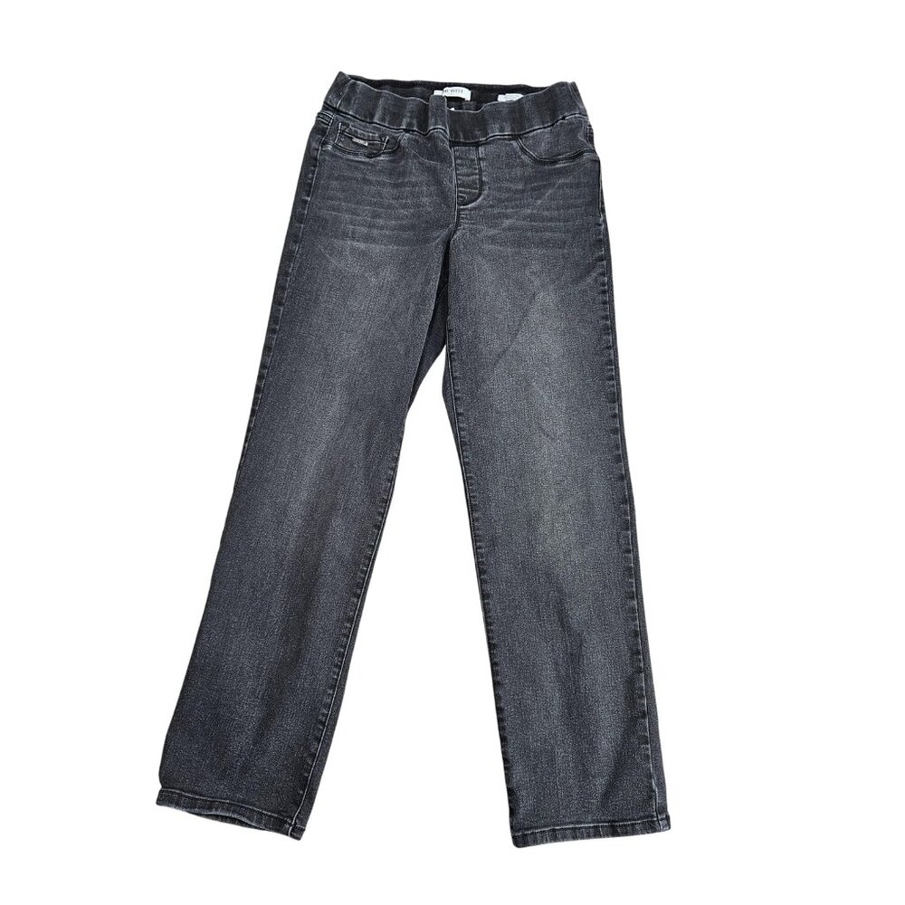 Nine West Heidi Pull-On Straight Jeans Womens 8 Charcoal Mid Rise Stretch Denim